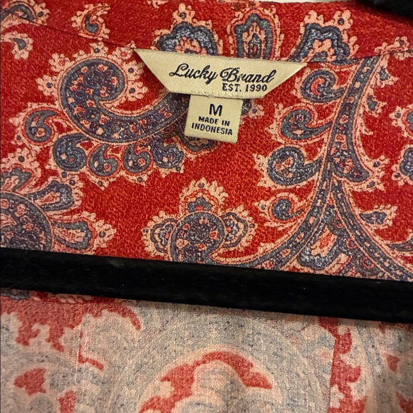 Lucky Brand Red Paisley Blouse - M - Picture 2 of 4
